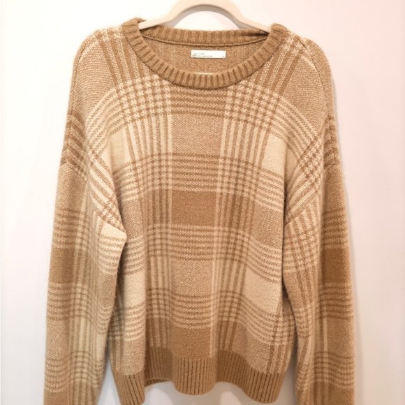 OAK + FORT Sweaters - Oak  & Fort Jacquard Pullover Plaid Sweater - Oversized Size Small